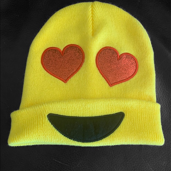 New Heart Emoji beanie winter hat one size fts all - Picture 4 of 6